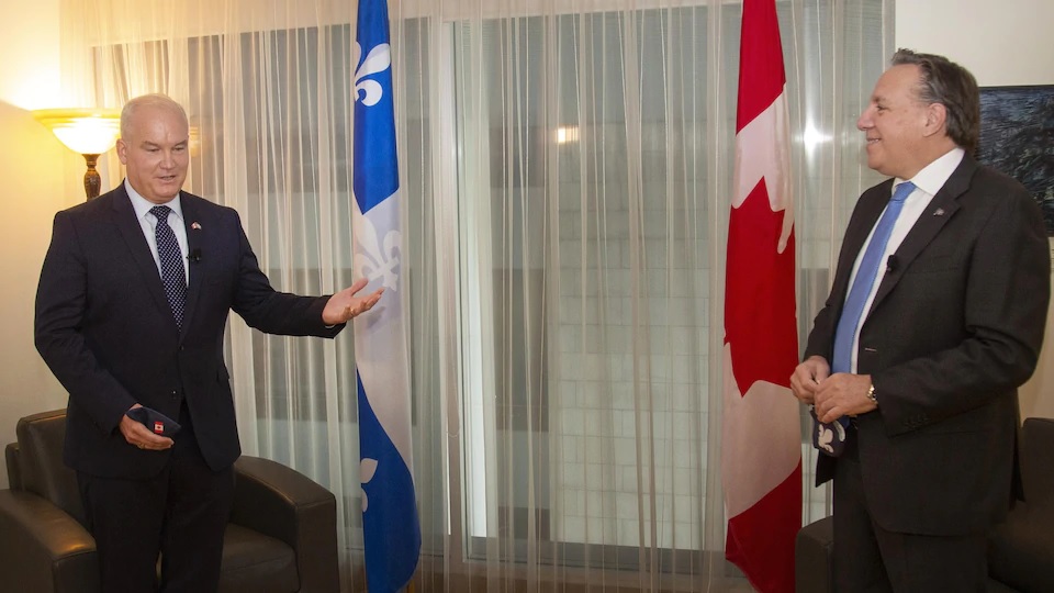 إجتماع رئيس حكومة كيبيك فرانسوا ليجولت مع إيرين أوتول زعيم حزب المحافظين